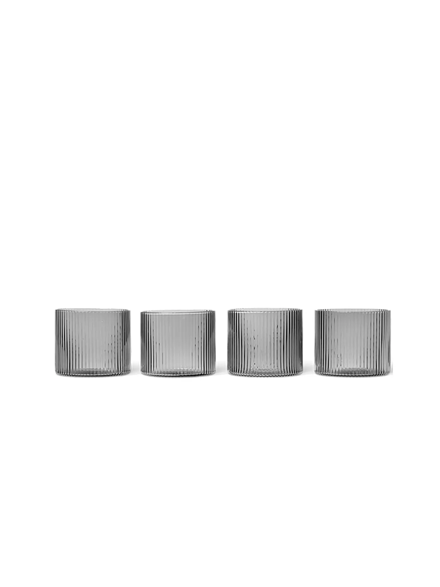 FERM LIVING | Glas 4-er SEt RIPPLE Smoked Grey | 